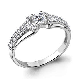 Кольцо Аквамарин - Серебро 925, Фианит (арт. 68993А.5)