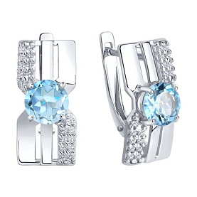 Серьги Diamant - Серебро 925, Топаз, Фианит (арт. 94-320-00794-1)