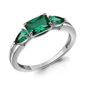 Кольцо Аквамарин - Серебро 925, Синтетический изумруд (арт. 600485П.5)