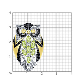 Брошь SOKOLOV - Серебро 925, Фианит, Хризолит (арт. 92040070)