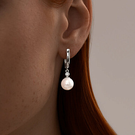 Серьги SOKOLOV - Серебро 925, Жемчуг имитация, Фианит (арт. 94025814)