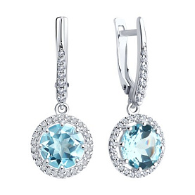 Серьги Diamant - Серебро 925, Топаз, Фианит (арт. 94-321-02052-1)