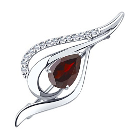 Брошь Diamant - Серебро 925, Гранат, Фианит (арт. 94-340-01045-2)