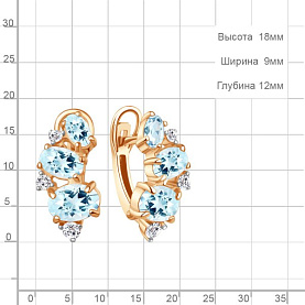 Серьги Аквамарин - Серебро 925, Топаз (арт. 45001502А.6)
