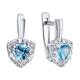 Серьги SOKOLOV - Серебро 925, Топаз, Фианит (арт. 92025337)