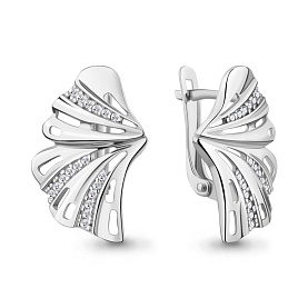 Серьги Аквамарин - Серебро 925, Фианит (арт. 401029А.5)