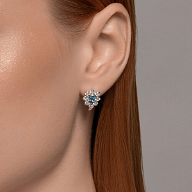 Серьги SOKOLOV - Серебро 925, Топаз, Фианит (арт. 92022984)