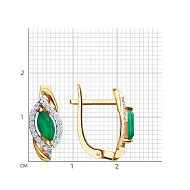 Серьги SOKOLOV - Золото 585, Агат, Фианит (арт. 729316)