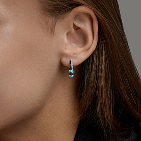Серьги SOKOLOV - Серебро 925, Топаз, Фианит (арт. 92025356)