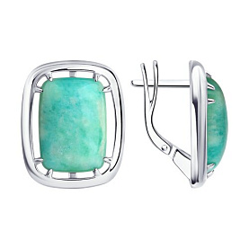 Серьги Diamant - Серебро 925, Амазонит (арт. 94-320-00897-1)
