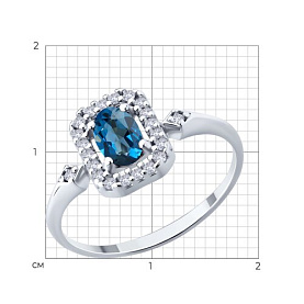 Кольцо SOKOLOV - Серебро 925, Топаз лондон, Фианит (арт. 92014633)