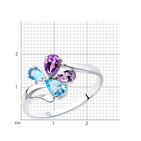 Кольцо SOKOLOV - Серебро 925, Аметист, Топаз (арт. 92011825)