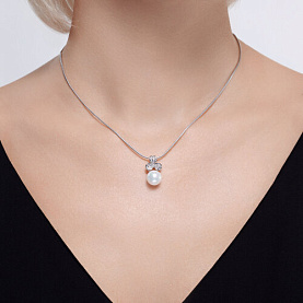 Подвеска SOKOLOV - Серебро 925, Жемчуг синтетический, Фианит (арт. 94033110)