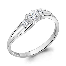 Кольцо Аквамарин - Серебро 925, Фианит (арт. 624311А.5)