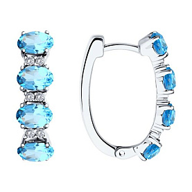 Серьги SOKOLOV - Серебро 925, Топаз, Фианит (арт. 92023068)