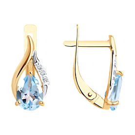 Серьги Diamant - Золото 585, Топаз, Фианит (арт. 51-320-00985-1)