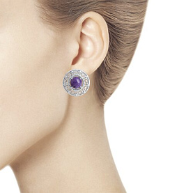 Серьги Diamant - Серебро 925, Чароит (арт. 94-320-00839-1)