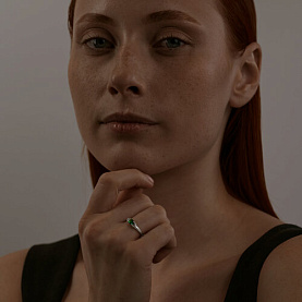 Кольцо SOKOLOV - Серебро 925, Синтетический изумруд, Фианит (арт. 82010008)