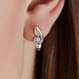 Серьги golden glob - Золото 585, Фианит (арт. СргЛ22бцФз585)