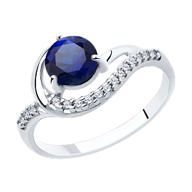 Кольцо Diamant - Серебро 925, Синтетический сапфир , Фианит (арт. 94-310-00413-1)