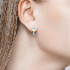 Серьги SOKOLOV - Серебро 925, Фианит, Эмаль (арт. 94022777)