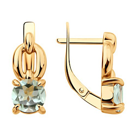 Серьги Diamant - Золото 585, Празиолит (арт. 51-320-02936-3)