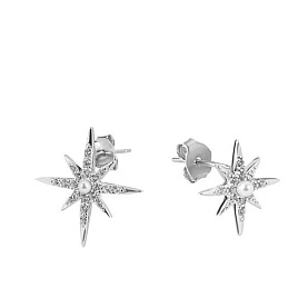 Серьги Фиделис - Серебро 925, Жемчуг имитация, Фианит (арт. E81480401)