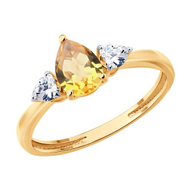 Кольцо SOKOLOV - Золото 585, Фианит, Цитрин (арт. 717336)