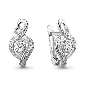 Серьги Аквамарин - Серебро 925, Фианит (арт. 49179А.5)