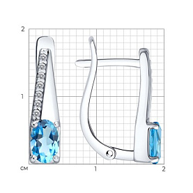 Серьги SOKOLOV - Серебро 925, Топаз, Фианит (арт. 92025356)