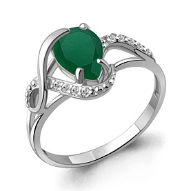 Кольцо Аквамарин - Серебро 925, Агат, Фианит (арт. 6992309А.5)