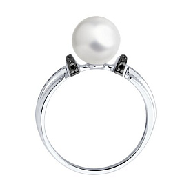 Кольцо SOKOLOV - Серебро 925, Жемчуг имитация, Фианит (арт. 94014414)