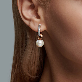 Серьги SOKOLOV - Золото 585, Swarovski , Жемчуг культивированный (арт. 792239)