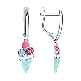 Серьги SOKOLOV - Серебро 925, Фианит, Эмаль (арт. 94022984)