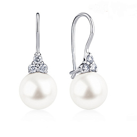 Серьги Platinum Lab. - Платина 950, Жемчуг культивированный, Бриллиант (арт. ПС-212-02)