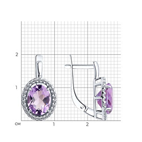 Серьги Diamant - Серебро 925, Аметист, Фианит (арт. 94-320-01999-2)