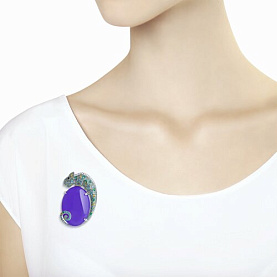 Брошь SOKOLOV - Серебро 925, Кварц, Фианит (арт. 83040030)