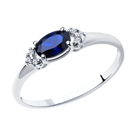 Кольцо SOKOLOV - Серебро 925, Синтетический сапфир , Фианит (арт. 88010010)