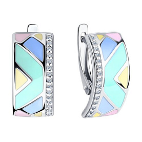 Серьги SOKOLOV - Серебро 925, Фианит, Эмаль (арт. 94022288)