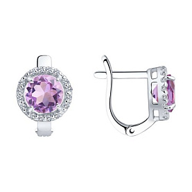 Серьги SOKOLOV - Серебро 925, Аметист, Фианит (арт. 92021166)