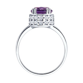 Кольцо SOKOLOV - Серебро 925, Фианит, Аметист (арт. 92014873)