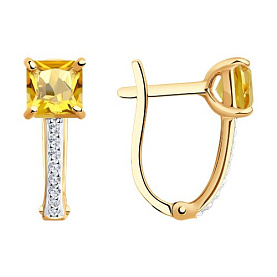 Серьги SOKOLOV - Золото 375, Фианит, Цитрин (арт. 37728126)