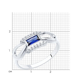 Кольцо Diamant - Серебро 925, Синтетический сапфир , Фианит (арт. 94-310-00726-1)