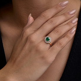 Кольцо SOKOLOV - Золото 585, Агат, Фианит (арт. 717337)