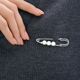 Брошь Diamant - Серебро 925, Жемчуг имитация (арт. 94-140-00046-1)