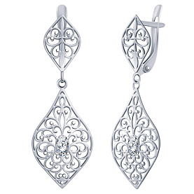 Серьги Атолл - Серебро 925, Фианит (арт. 21185-925)