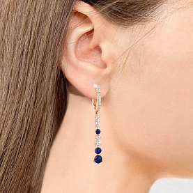 Серьги Аквамарин - Серебро 925, Синтетический сапфир , Фианит (арт. 49191АБ.6)