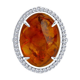 Кольцо Diamant - Серебро 925, Фианит, Янтарь (арт. 94-310-00829-1)