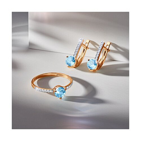 Серьги SOKOLOV - Золото 585, Топаз, Фианит (арт. 727533)