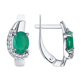 Серьги Diamant - Серебро 925, Агат, Фианит (арт. 94-320-00183-2)
